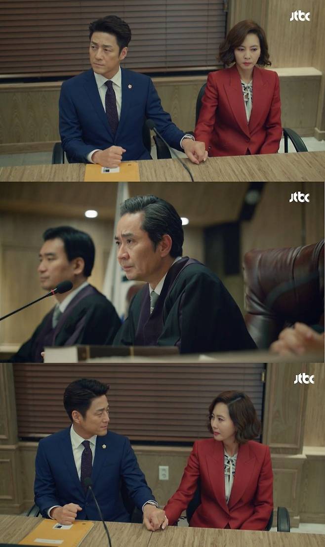 17일 방송된 JTBC 금토드라마 '미스티'에서는 살인사건 용의자로 지목된 고혜란이 무죄 판결을 받는 모습이 등장했다. (사진='미스티' 캡처)