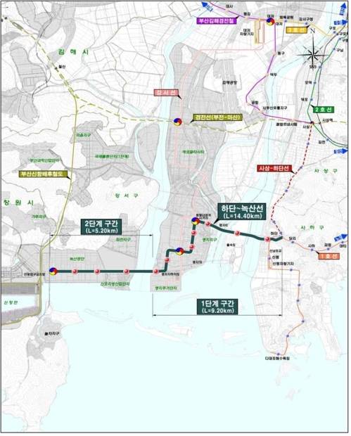 하단∼녹산선 노선도