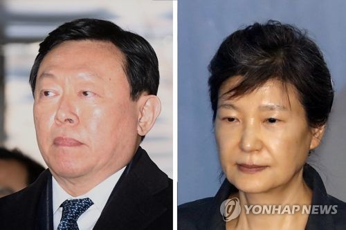 신동빈 롯데그룹 회장(왼쪽)과 박근혜 전 대통령 [연합뉴스DB]