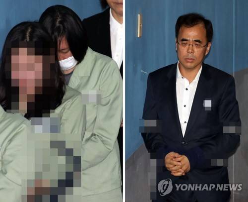 장시호 2심서 징역 1년 6개월, 김종 징역 3년 (서울=연합뉴스) 박동주 기자 = 삼성그룹을 압박해 한국동계스포츠영재센터에 후원금을 내게 한 혐의 등으로 기소된 최순실씨 조카 장시호씨가 항소심에서 징역1년6개월의 실형을, 장씨 등과 공모한 혐의로 기소된 김종 전 문화체육관광부 차관은 1심과 같은 징역 3년의 실형을 받았다. 사진은 1일 오후 서초구 서울고법에서 열린 항소심 선고 공판에 출석하는 장시호(왼쪽), 김종. pdj6635@yna.co.kr