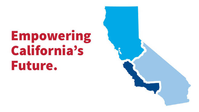 미 캘리포니아주를 3개주로 나눌 것을 주장하는 ‘캘(Cal)3’ 캠페인의 홍보물. “캘리포니아의 미래에 힘을 싣자”고 쓰여있다.  캘3 캠페인 공식 홈페이지