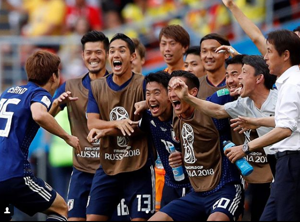 일본 축구 대표팀이 기뻐하고 있다./사진=가가와 신지 SNS
