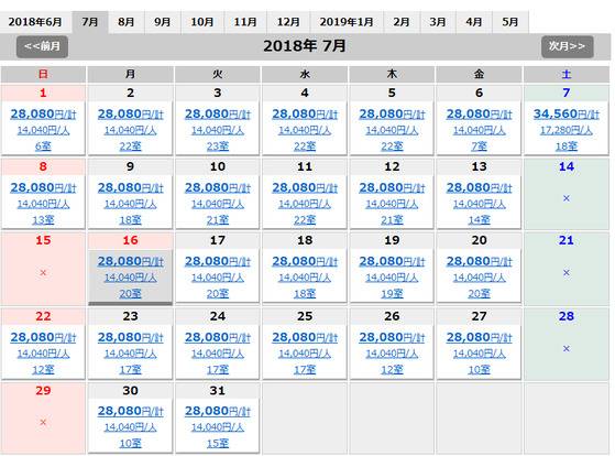 가격이 왜 두가지지? 굵은 글씨(28,080円)의 옆에 計라는 한자가 보인다. 합계의 '계'다. 합산 금액이라는 이야기. 그 밑의 작은 글씨(14,040円) 옆엔 人이라는 한자가 있다. 1인당 가격.