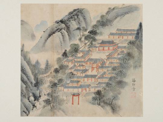 김윤겸의 ‘영남기행화첩’ 중 4번째 그림인 합천 ‘해인사’ /사진제공=동아대 석당박물관