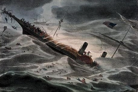 센트럴 아메리카호의 침몰 장면을 묘사한 그림 ｜위키피디아