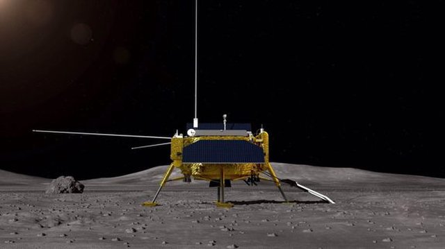달의 이면에 착륙한 창어 4호의 달 착륙선 상상도. (출처=CASC )