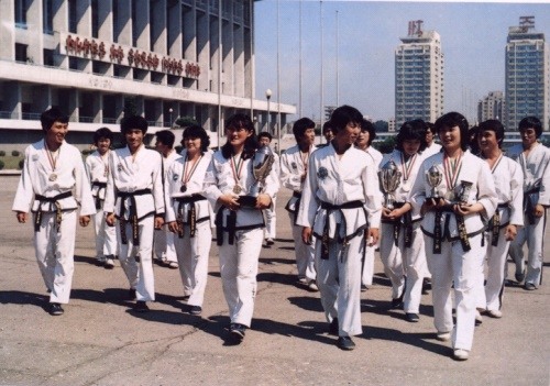 북한의 태권도 선수들.