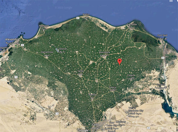 이번 마을은 이집트 수도 카이로에서 북쪽으로 약 140㎞ 떨어진 다칼리야주(州)의 비옥한 땅 텔 엘-사마라에서 발견됐다.(사진=구글 지도)