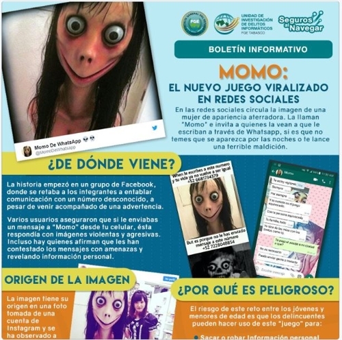 아르헨티나 경찰이 발표한 `모모귀신게임`에 대한 경고 문건.트위터 캡처