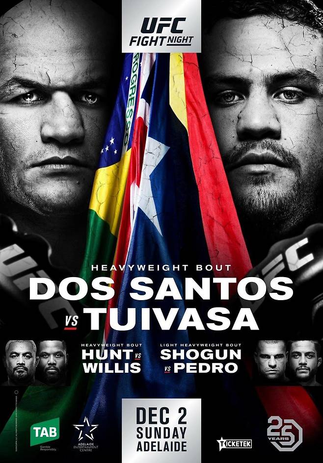 ▲ 오는 12월 3일 호주 아들레이드에서 열리는 UFC 파이트 나이트 142 공식 포스터.