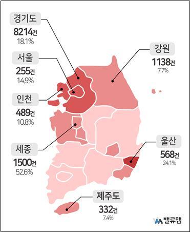 지역별 기획부동산 지분 거래 건수와 비율© News1