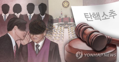 현직 판사들 국회 탄핵소추 문제(PG) [이태호, 최자윤 제작] 사진합성·일러스트