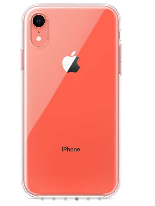 아이폰XR 코랄 색상에 투명케이스를 씌운 모습. 애플 제공