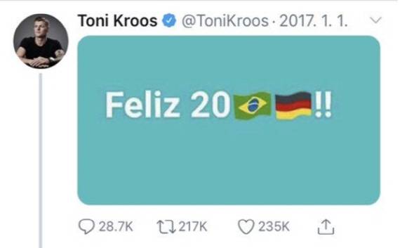 2017년 토니 크로스 새해 첫글. 토니크로스 SNS