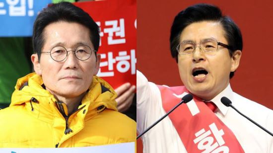 윤소하 정의당 원내대표(왼쪽)와 황교안 자유한국당 대표. 페이스북 캡처