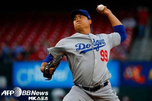 류현진은 이날 투구 도중 부상을 입었다. 사진(美 세인트루이스)=ⓒAFPBBNews = News1