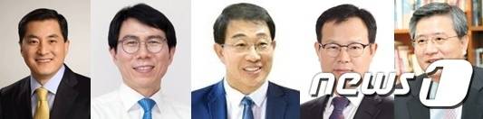 경남 진주갑 총선 출마 예상 인사(사진 왼쪽부터 박대출 한국당 의원, 정영훈 중진공 상임감사, 김헌규 변호사, 갈상돈 진주혁신포럼 대표, 정인철 이사장 · 사진은 무순))© 뉴스1