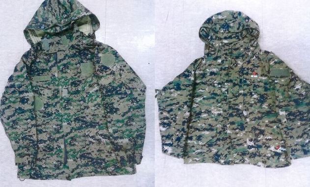 실제 우리군 특전사 방한복(왼쪽)과 군수품 무역업체가 국내에 판매하려한 유사군복(오른쪽). [사진=인천지방경찰청]