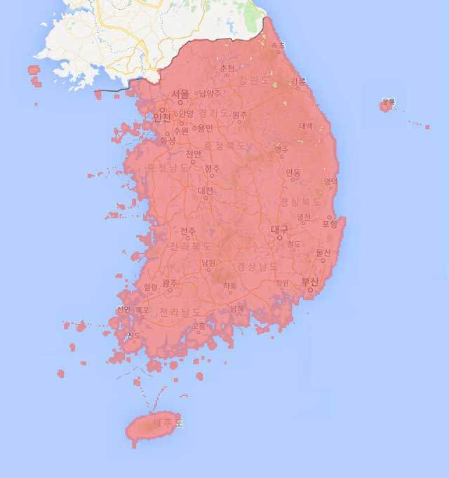 KT LTE 서비스 지역, 출처: KT