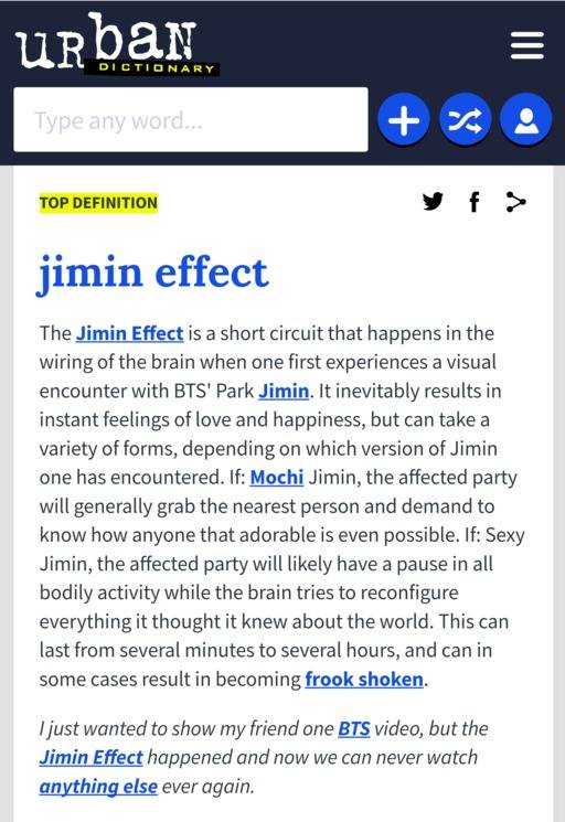 어반 딕셔너리의 ‘지민효과’ 정의