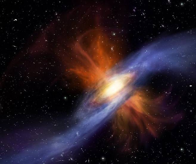 은하 디스크로 유입되는 은하 헤일로 가스의 개념도. 출처=James Josephides, Swinburne Astronomy Productions