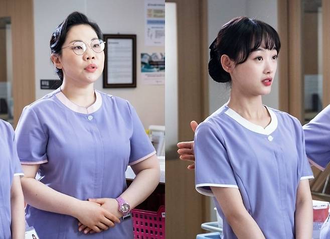 SBS 새 금토드라마 '의사 요한'이 통증의학과 수간호사, 간호사를 소개하면서 직무와 무관하거나, 직무 특성상 비현실적인 설정을 담아 항의를 받았다. 사진은 문제가 된 설명이 붙었던 극중 홍연진, 나경아 역의 배우 손산, 이유미 (사진='의사 요한' 공식 홈페이지 캡처)