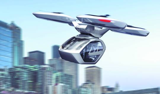아우디와 이탈디자인, 에어버스가 협업해 만든 완전 자율주행 콘셉트 전기 플라잉카 ‘팝 업 넥스트’. 자동차 모듈과 비행 모듈로 나뉘어 있어 상황에 따라 하늘을 날거나 땅 위를 달릴 수 있다. /아우디 제공