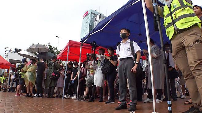 지난 2일 홍콩 송환법 반대 중고등학생 집회 참석한 12살 샤오맹 군