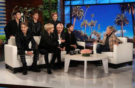 미국 NBC ‘엘렌 드제너러스 쇼’에 출연한 슈퍼엠. SM엔터테인먼트 제공