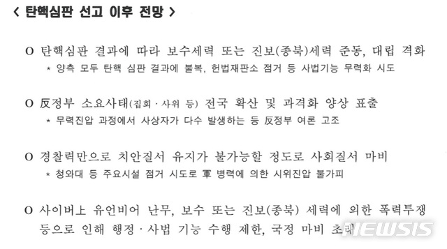 【서울=뉴시스】군인권센터가 공개한 기무사 계엄 검토 문건. 2019.10.22.