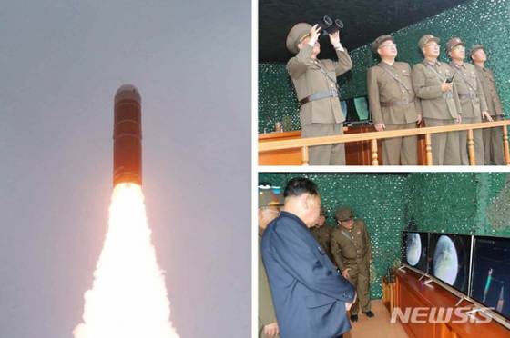 【서울=뉴시스】북한 로동신문은 3일자 지면에 어제 오전 "동해 원산만 수역에서 새형의 잠수함탄도탄(SLBM) '북극성-3'형 시험발사를 성공적으로 진행했다"고 보도했다. 2019.10.03. (사진=노동신문 켑쳐) photo@newsis.com