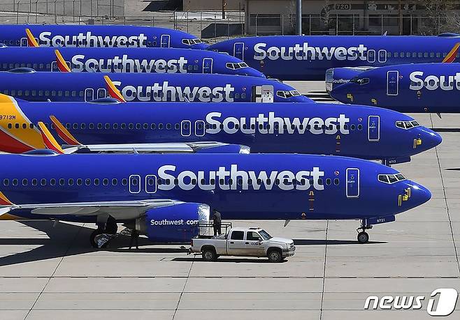 보잉 737맥스 기종이 기체 결함으로 운항이 금지된 지 10여개월 지났다. © AFP=뉴스1