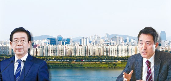 박원순(왼쪽) 서울 시장의 부동산 정책을 오세훈 전 시장이 최근 유튜브 '오세훈TV'에서 작심 비판했다.