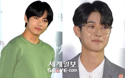 방탄소년단 멤버 뷔(왼쪽), 배우 최우식. 한윤종 기자