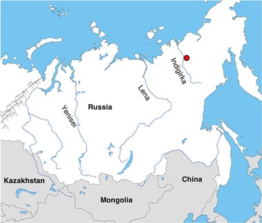 빙하기 종다리 사체가 발굴된 시베리아 동북부(붉은 점) 위치. 뒤섹스 외 (2020) ‘커뮤니케이션 바이올로지’ 제공.
