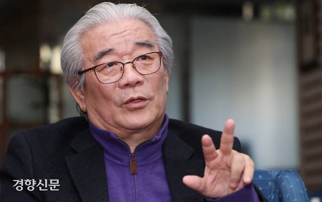 지난 2월 27일 <일제종족주의> 대표 집필자 황태연 동국대 교수가 인터뷰하고 있다. 이상훈 선임기자