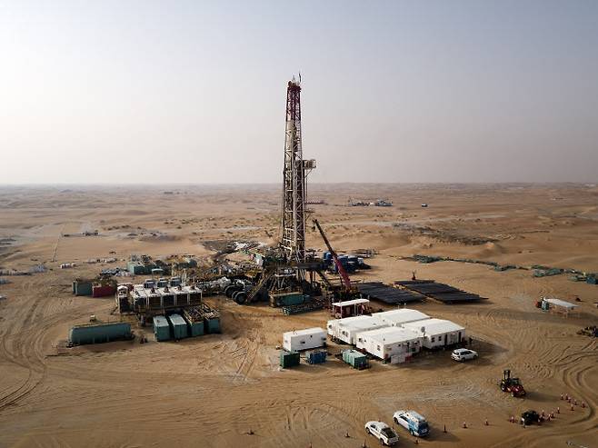 한국석유공사가 지분 30%를 투자해 지난해 상업생산을 시작한 아랍에미리트(UAE) 할리바 광구 전경. 한국석유공사 제공