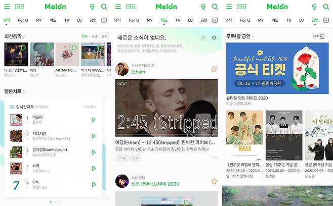 멜론의 서비스 구성. 조금 복잡하게 느껴진다.