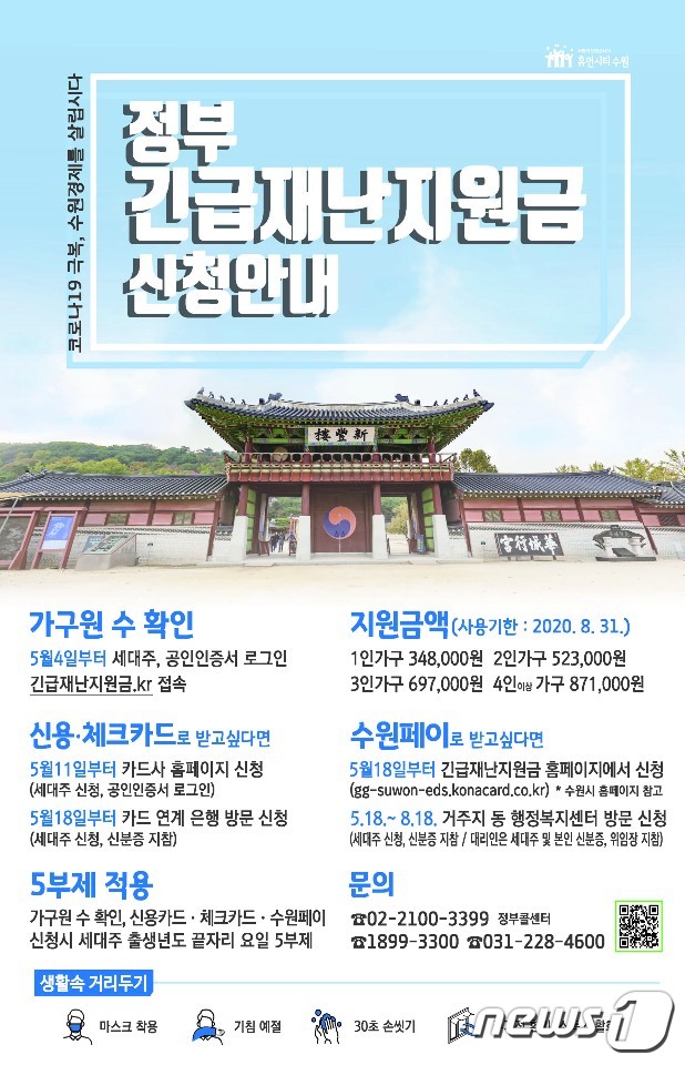 경기 수원시가 제작한 긴급재난지원금 신청 안내문. © 뉴스1