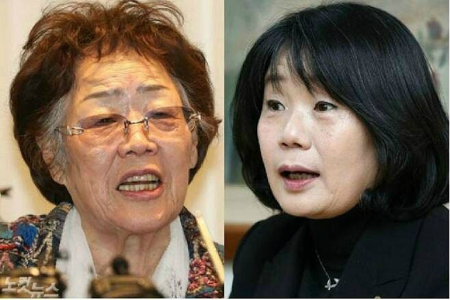 이용수(왼쪽) 할머니와 윤미향 당선인(사진=노컷뉴스/연합뉴스)