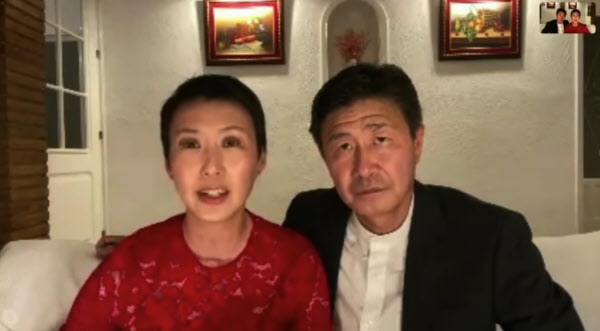 동영상 인터뷰에 출연한 하오하이둥과 그의 아내이자 중국 배드민턴 선수 출신 예자오잉./유튜브 캡처