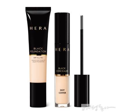 헤라 블랙 파운데이션 SPF15 PA+ 35ml 6만원대(왼쪽). 헤라 블랙 컨실러 5g 4만원대.