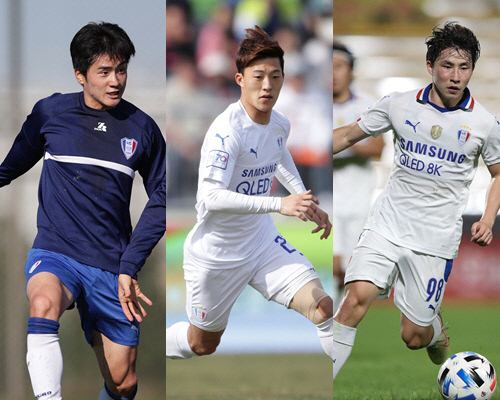 수원 이상민(왼쪽부터), 한석희, 박상혁. 제공 | 한국프로축구연맹