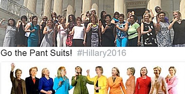 민소매 입기 캠페인 나선 미국 하원의원들. 힐러리 전 국무장관의 정장차림. 트위터