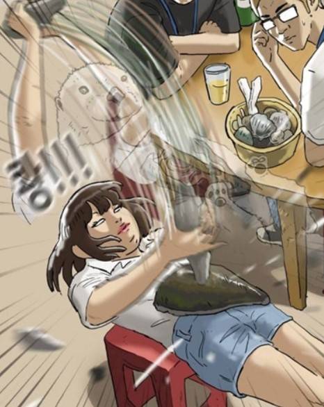 ▲기안84 '복학왕' 광어인간 2화. 현재 해당 컷은 수정된 상태다.