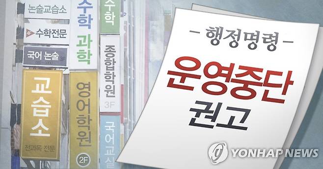 학원ㆍ교습소 운영 중단 권고 (PG) [권도윤 제작] 사진합성·일러스트