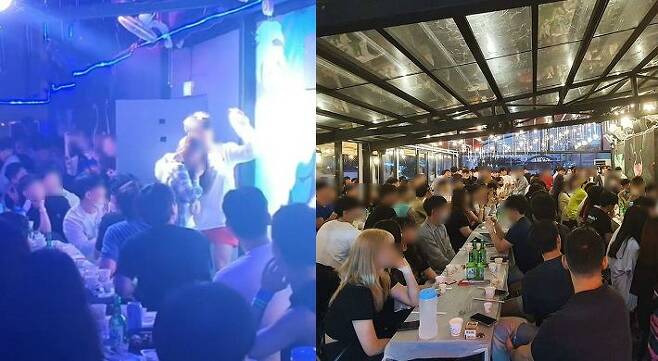 강릉시 경포해변 인근의 한 게스트하우스에서 매일 밤 열리는 음주가무 파티로, 이들은 '클럽 파티'라는 이름으로 해당 사진과 영상을 올려 홍보에 열을 올리고 있다.(사진=해당 게스트하우스  SNS 계정 동영상 캡처)