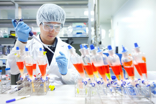 SK바이오사이언스 연구원이 백신 생산을 위한 연구를 진행하고 있다. 



SK바이오사이언스 제공