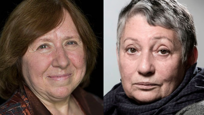 러시아의 류드밀라 울리츠카야 (오른쪽)와 벨라루스의 노벨문학상 수상 작가 스베틀라나 알렉시예비치