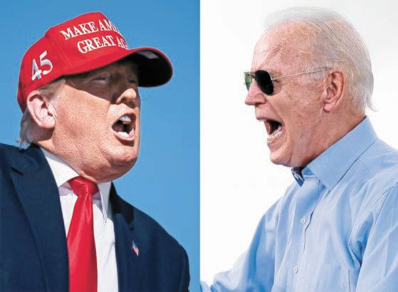 막판 유세에 한창인 도널드 트럼프 대통령과 조 바이든 민주당 후보. APㆍAFP=연합뉴스
